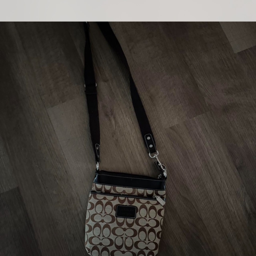 Coach Brown and Black Signature Crossbody Bag